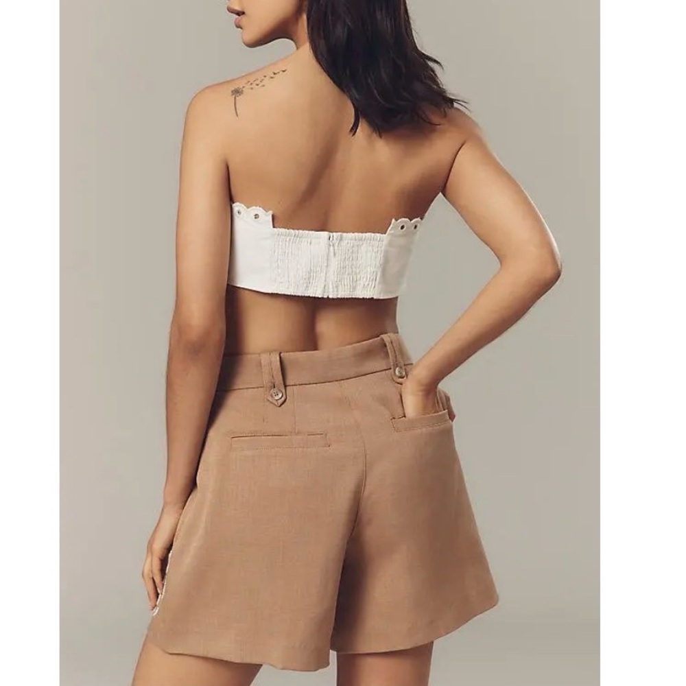 Sam Edelman Tan Embroidered High-Rise Beaded Embellished Shorts Women’s Size 6 - Picture 2 of 14